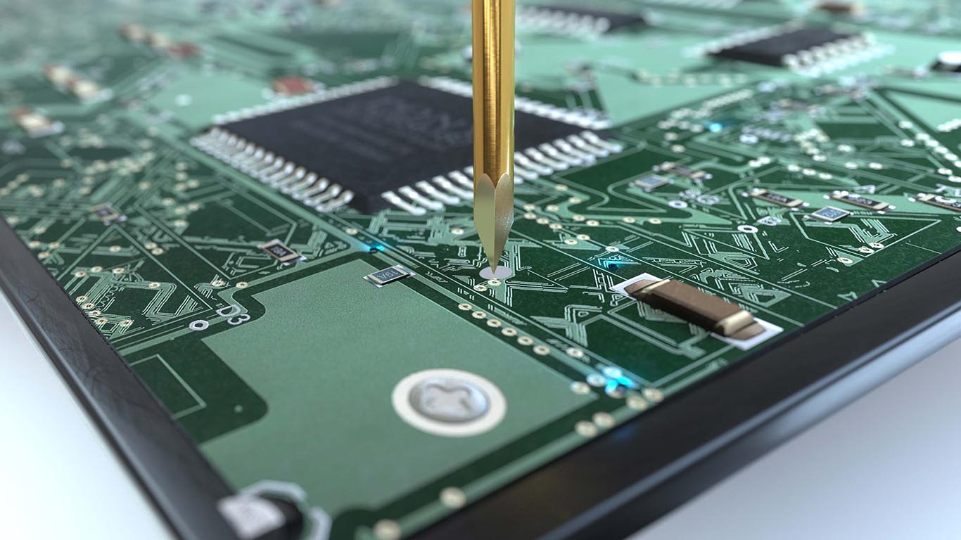 Application of a test probe as a contacting solution for a printed circuit board